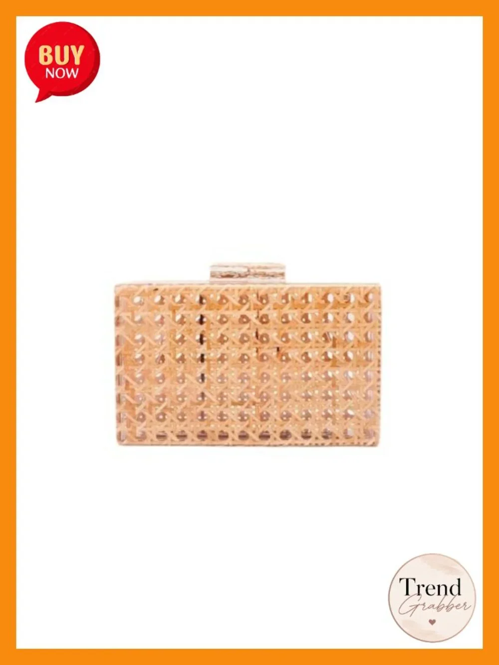 Woven Rattan Clutch Purse, Wicker Box Evening Bag, Geometric Pattern